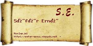 Sáfár Ernő névjegykártya